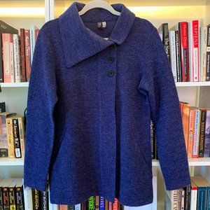 Ibex Blue/Purple Poly-button Sweater-Jacket